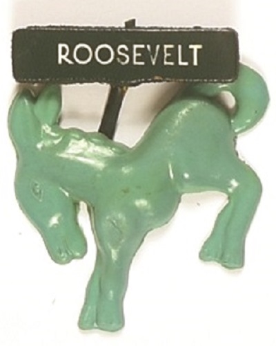 Franklin Roosevelt Green Plastic Donkey Pin