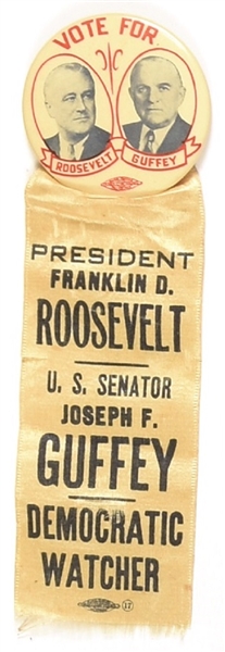 Roosevelt, Duffey Pennsylvania Pin and Ribbon