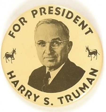 Truman for President Larger Size Donkeys Celluloid