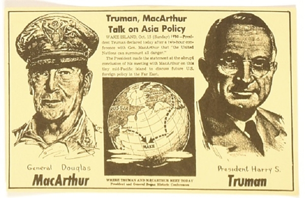 Truman, MacArthur Wake Island Postcard