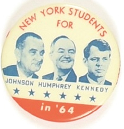 Johnson, Kennedy, Humphrey New York Coattail Orange Version