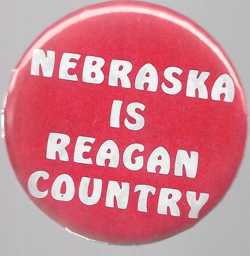 Nebraska is Reagan Country 2 1/4 Inch 1984 Pin