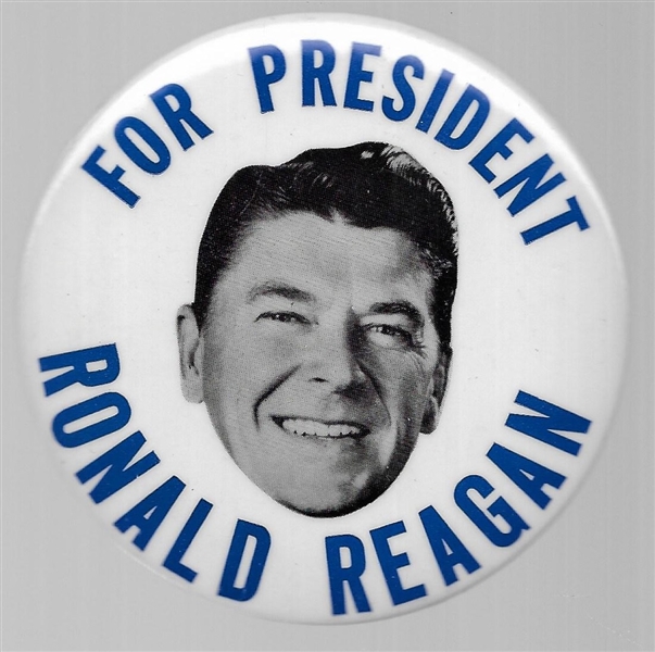 Reagan for President Large, Blue Floating Head Pin