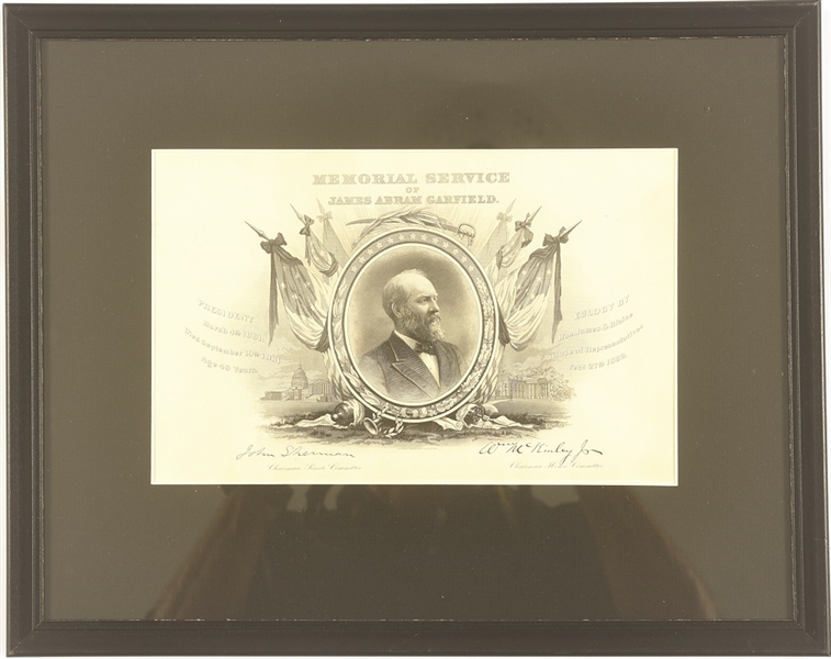 Garfield Memorial Service Framed Certificate