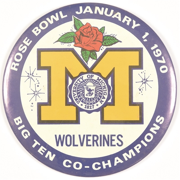Michigan 1970 Rose Bowl 6 Inch Celluloid
