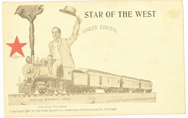 Bryan Star of the West Railroad Postcard: