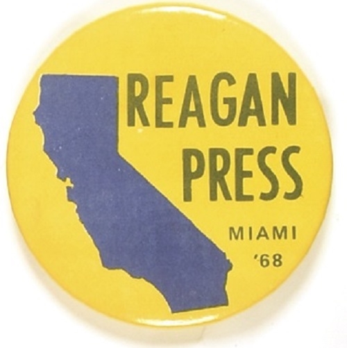 Reagan California Press, 1968 Convention Pin