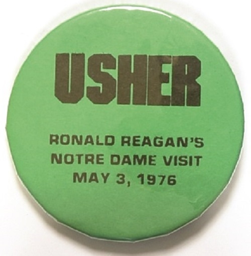 Reagan 1976 Notre Dame Speech Usher Pin