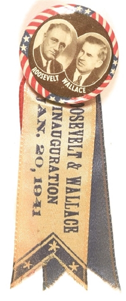 Roosevelt, Wallace Jugate With Inaugural Ribbons