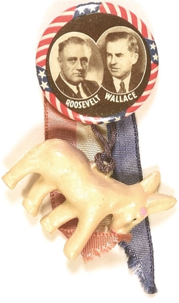 Roosevelt, Wallace Jugate With Donkey, Ribbon