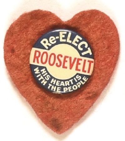 Roosevelt Heart is With the People Pin, Heart