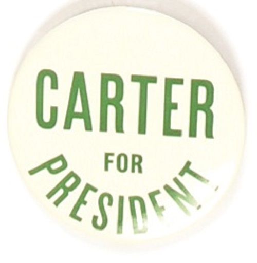 Carter for President Green and White Celluloid
