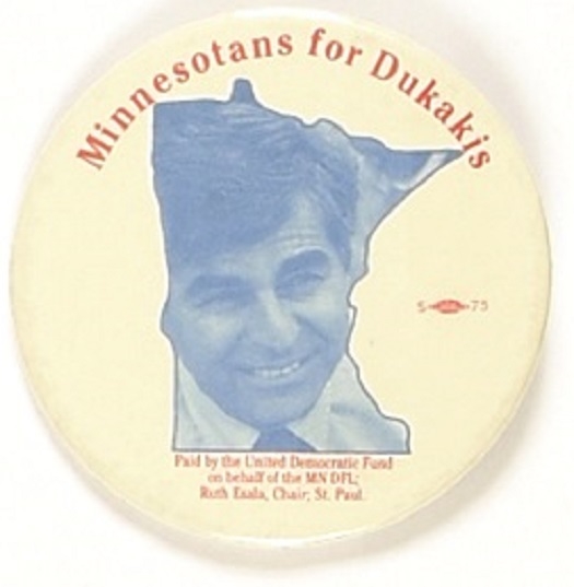 Minnesota for Dukakis United Democratic Fund Union Bug 75