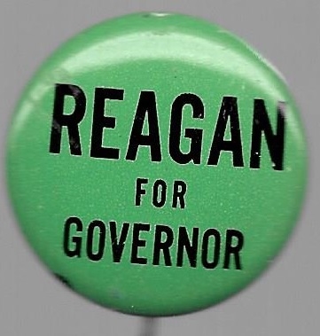 Reagan for Governor Green 1966 Pin 