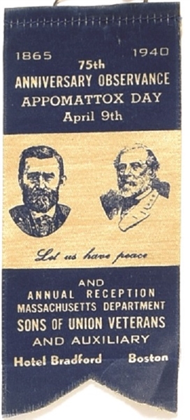 Grant, Lee Appomattox 75th Anniversary Ribbon