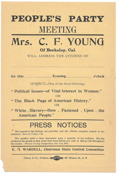 People’s Party, Suffrage Meeting Notice