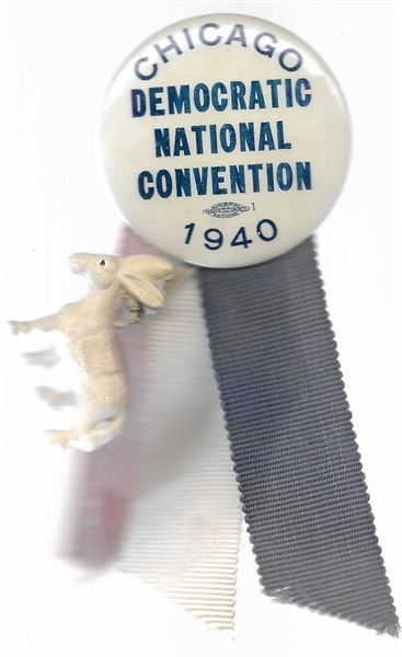 FDR, Chicago 1940 Convention Pin and Ribbon 