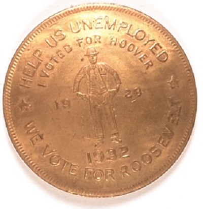 Franklin Roosevelt Anti Hoover Unemployed Coin