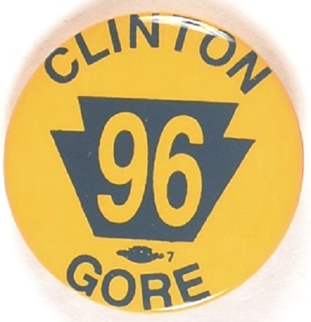 Clinton, Gore 1996 Pennsylvania Keystone Yellow Version