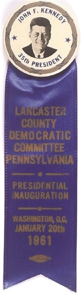 Kennedy for President Pin With Lancaster County Ribbon