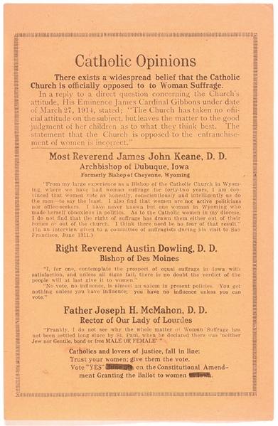 Catholic Opinions on Woman Suffrage Flyer