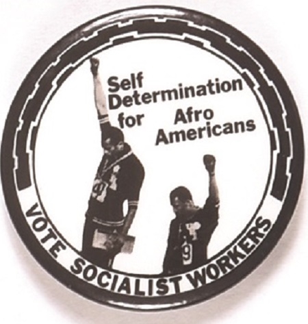 Socialist Workers 1968 Olympic Protest Self Determination Pin