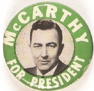 McCarthy for President Green Celluloid