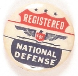 Registered for National Defense WW II Pin