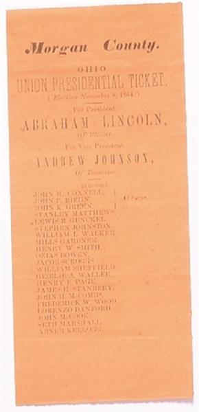 Lincoln Morgan County, Ohio 1864 Ballot