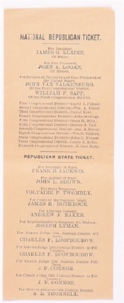 James Blaine 1884 Iowa Ballot