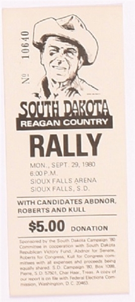 Reagan South Dakota Rally Ticket