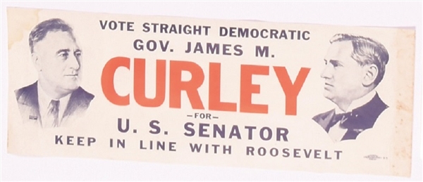 FDR, Curley Massachusetts Coattail Sticker