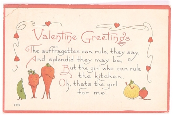 Suffrage Valentine Greetings Postcard