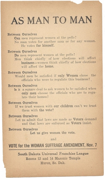 South Dakota Woman Suffrage Amendment Flyer