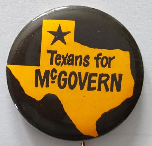 Texans for McGovern Orange and Black Pin 