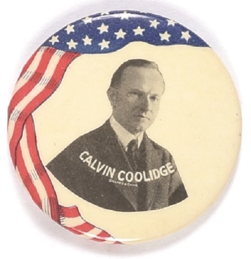 Calvin Coolidge American Flag Celluloid