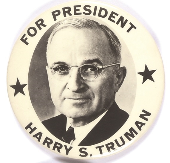 Truman for President Large Two-Star Celluloid