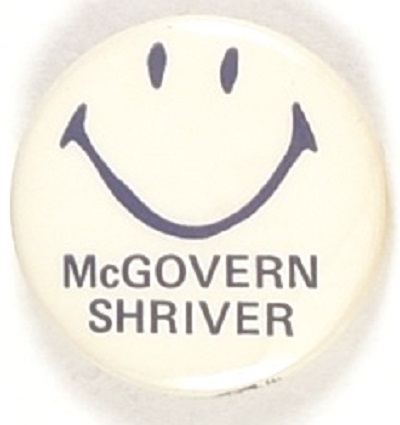 McGovern, Shriver 1 1/4 Inch Blue Smiley Face