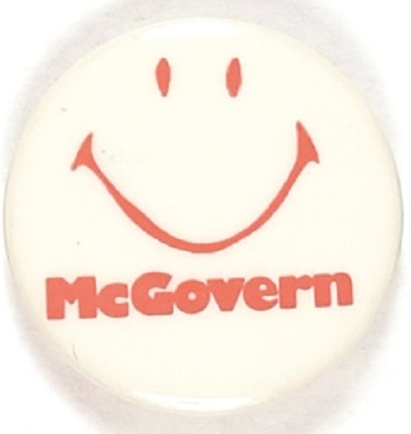 McGovern, Shriver 1 1/2 Inch Red Smiley Face