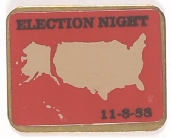 Bush Election Night 1988 Red Clutchback Pin