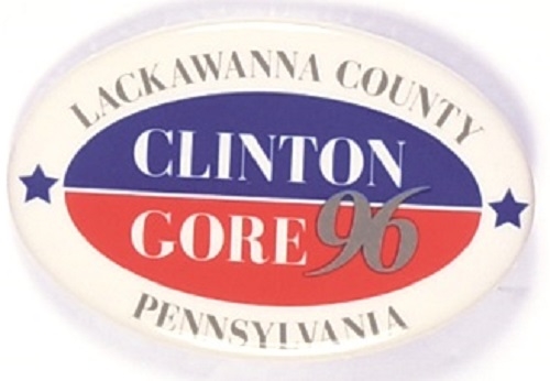 Clinton, Gore Lackawanna County 1996 Pin