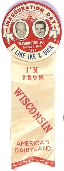 I Like Ike and Dick Inaugural Jugate and Wisconsin Ribbon