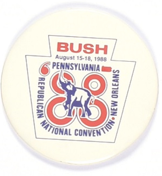 Bush Pennsylvania 1988 Convention Pin, Smaller Keystone