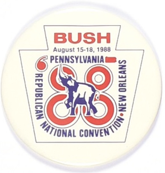Bush Pennsylvania 1988 Convention Pin, Larger Keystone