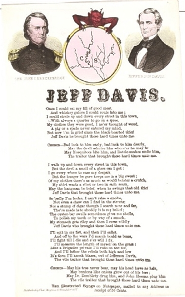 Anti Jefferson Davis, Confederate Song