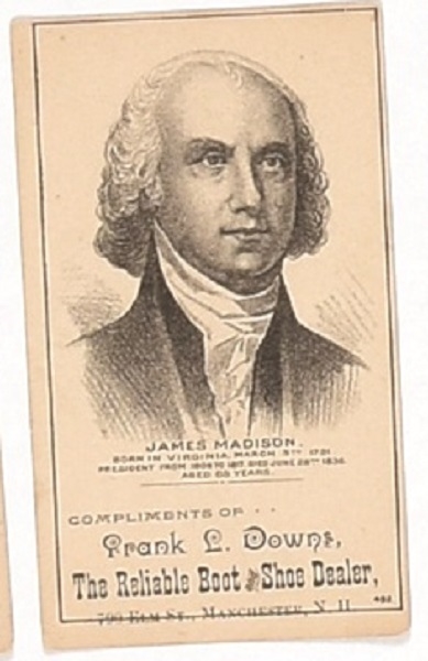 James Madison New Hampshire Trade Card