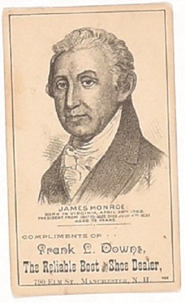 James Monroe New Hampshire Trade Card