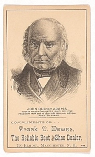 John Quincy Adams New Hampshire Trade Card