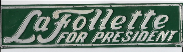 LaFollette for President Rare License Plate