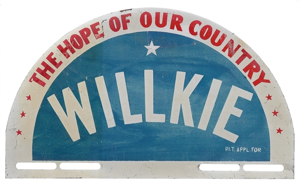Willkie Hope of Our Country License Plate